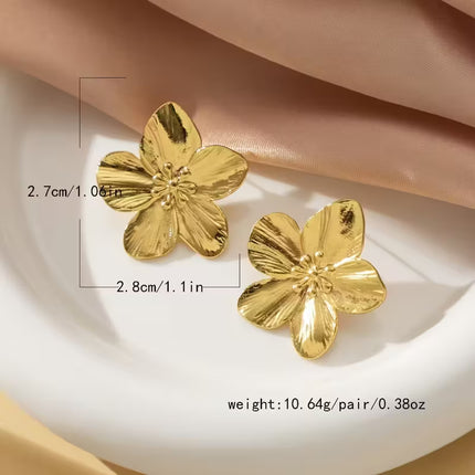 Hibiscus Gold – Boucles d’Oreilles Rétro Élégantes