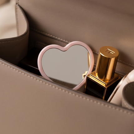 HeartPocket– Miroirs Compacts (Design Cœur & Ruban)