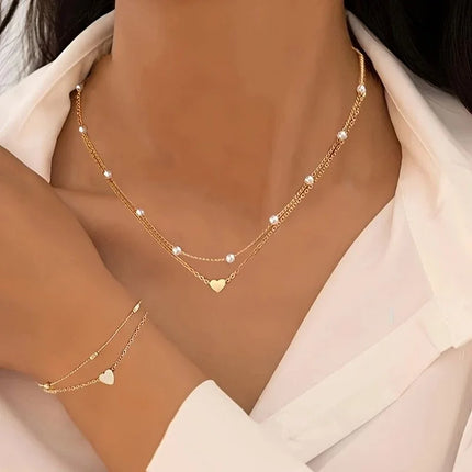 GlowHeart – Set Cœur Éclatant (Collier & Bracelets, Lot de 3)