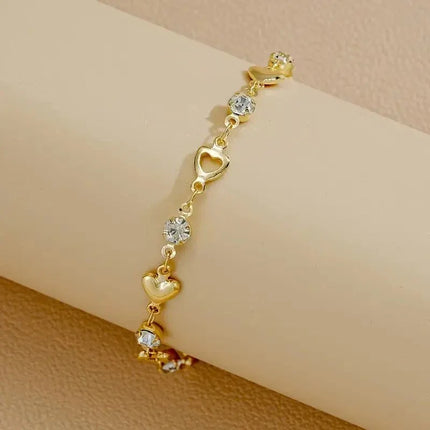 ShinyLove – Bracelet Cœur & Strass (Chaîne à Maillons)
