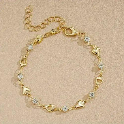 ShinyLove – Bracelet Cœur & Strass (Chaîne à Maillons)