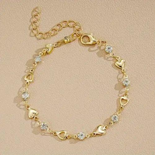 ShinyLove – Bracelet Cœur & Strass (Chaîne à Maillons)