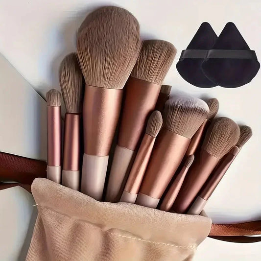 PalmGlow – Set 15 Pinceaux Professionnels (Nylon Hypoallergénique | Beige Clair)