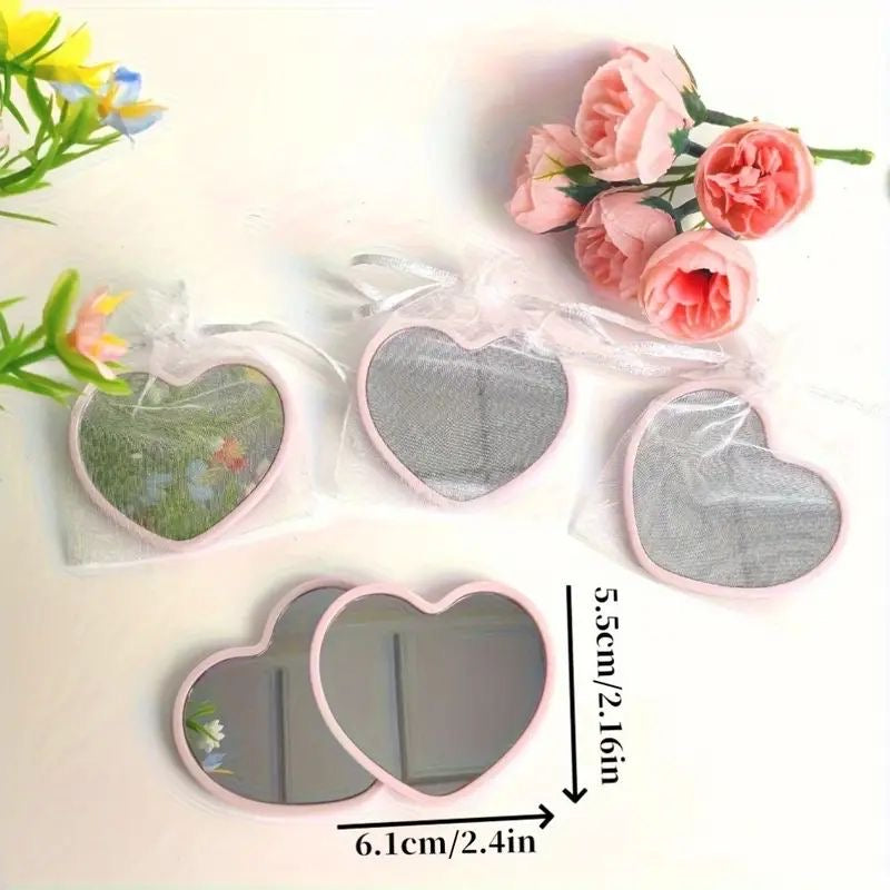 HeartPocket– Miroirs Compacts (Design Cœur & Ruban)