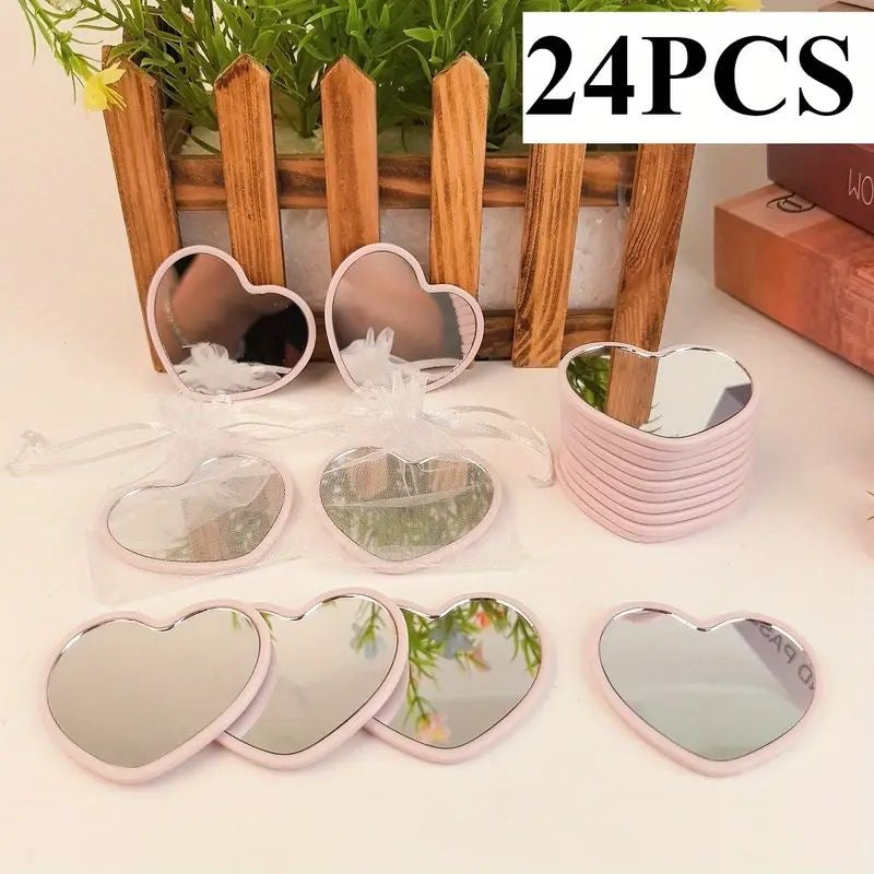 HeartPocket– Miroirs Compacts (Design Cœur & Ruban)