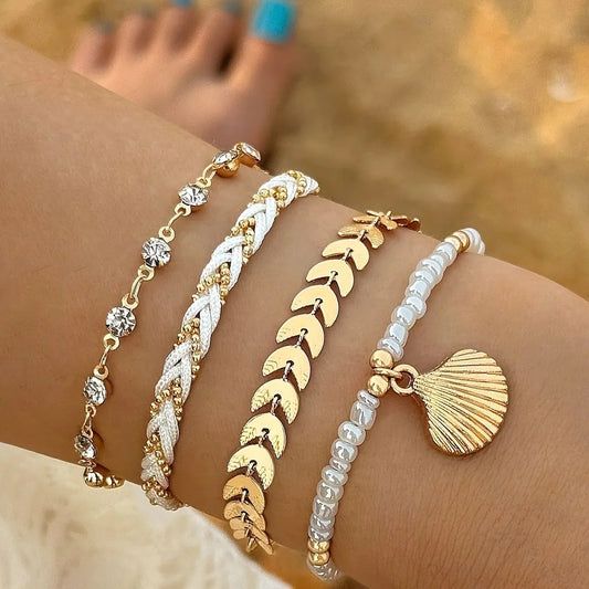SummerFlight - Ensemble 4 Bracelets – Coquillage & Avion | Style Vacances