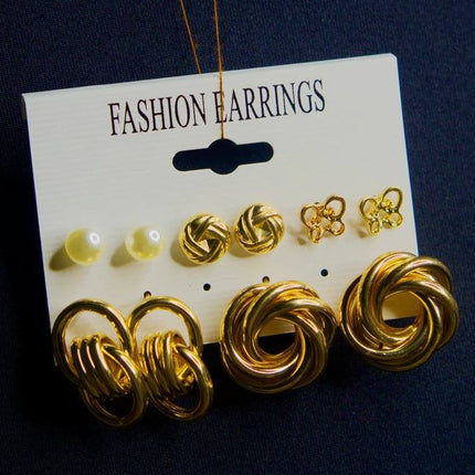 Virginia - Coffret Union Dorée – Formes Entrelacées & Élégance Moderne (6 paires)