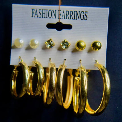 Magnolia - Coffret Élégance Dorée – Boucles d’Oreilles Essentielles (6 paires)