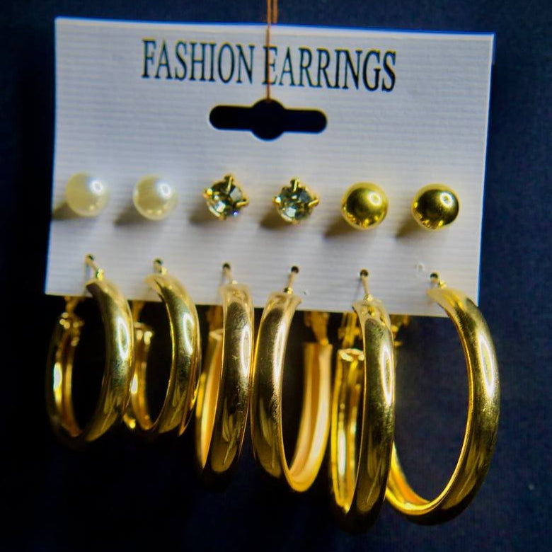 Magnolia - Coffret Élégance Dorée – Boucles d’Oreilles Essentielles (6 paires)