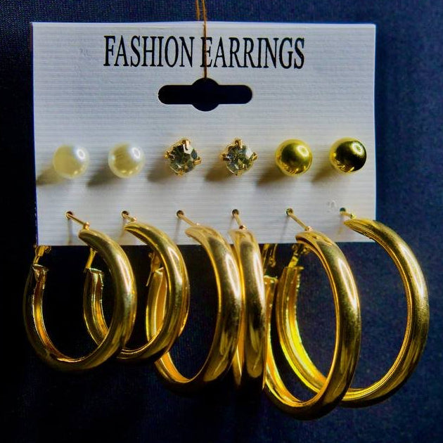 Magnolia - Coffret Élégance Dorée – Boucles d’Oreilles Essentielles (6 paires)