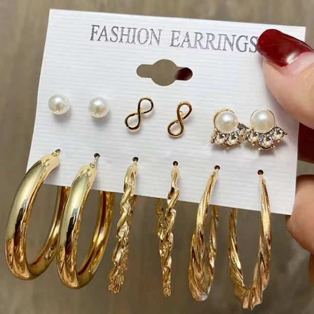 Lot de boucles d’oreilles fantaisie dorées et perles pour femmes, accessoires mode élégants