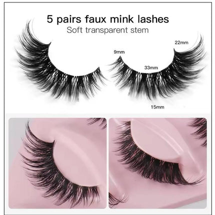 Faux-Cils Manga Look – Longueur Naturelle & Effet Œil Ailé | Lot de 5 Paires