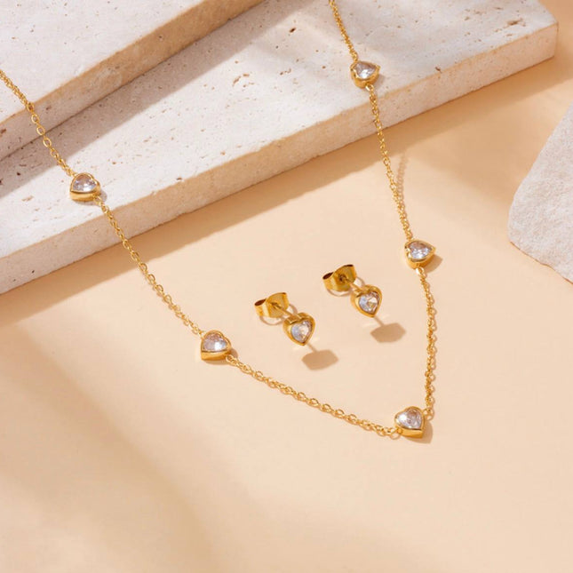 Juliana | Ensemble de bijoux - Collier & Boucle d'oreille en forme de cœur