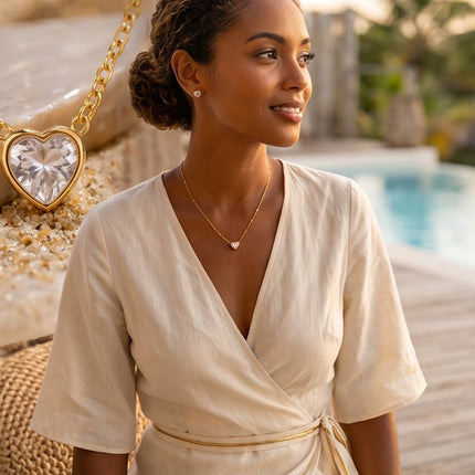 Juliana | Ensemble de bijoux - Collier & Boucle d'oreille en forme de cœur