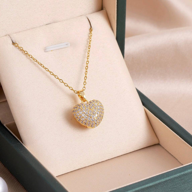 Éléonore | Collier élégante avec strass - Forme de cœur