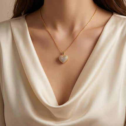 Éléonore | Collier élégante avec strass - Forme de cœur