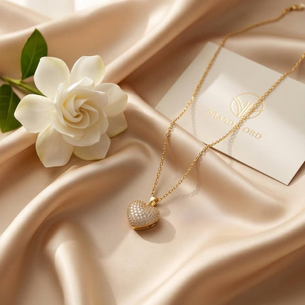 Éléonore | Collier élégante avec strass - Forme de cœur