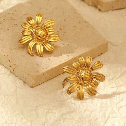 Élyna | Boucle d'oreille pour femme - Design pétale d'or