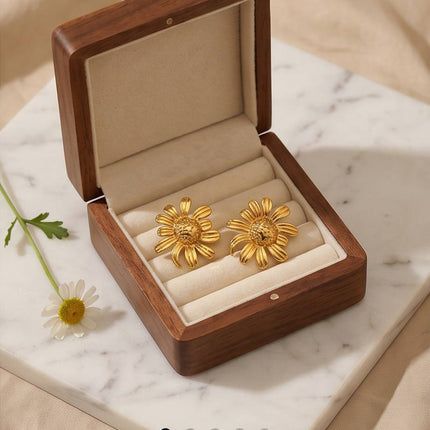 Élyna | Boucle d'oreille pour femme - Design pétale d'or