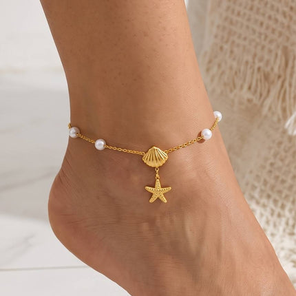 Corélya | Chaine de cheville - Tendence - Etoile de mer & Coquillage