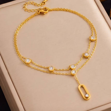 Lumérys | Chaîne de cheville - Diamant Strass - Elégance & Beauté des îles