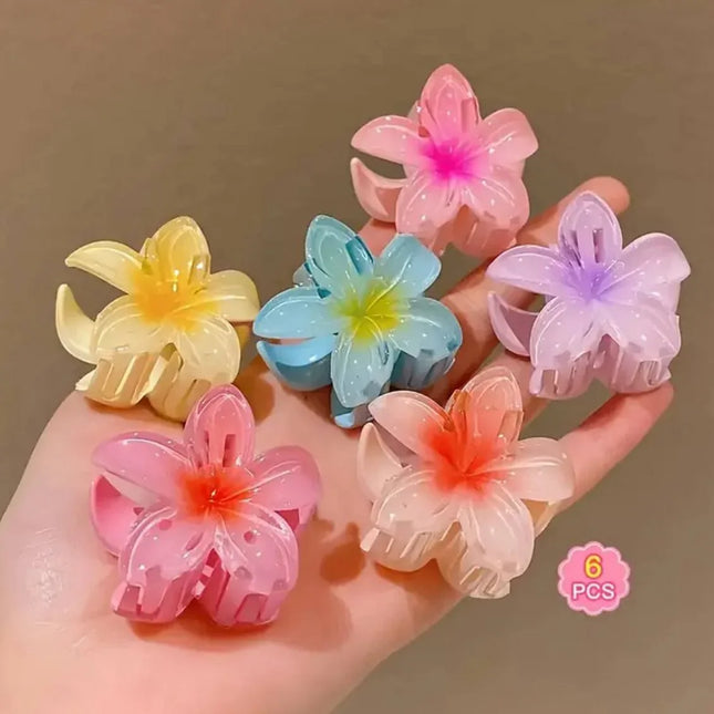 Épingles Pop Bloom Tendance – 6 Fleurs Dégradées - Style Frais & Audacieux