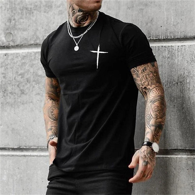 T-shirt Hommes - Impression de la croix - Vintage 2023 - Actoshine